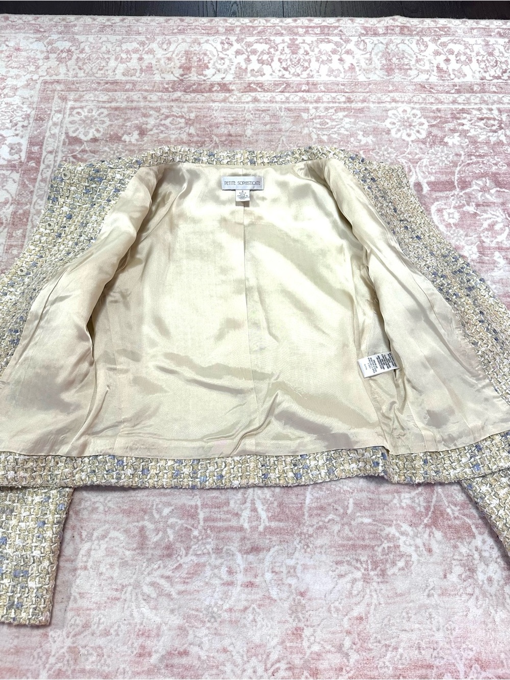 Vintage ✨ Tweed Pastel Metallic Cropped Jacket - Picture 8 of 13